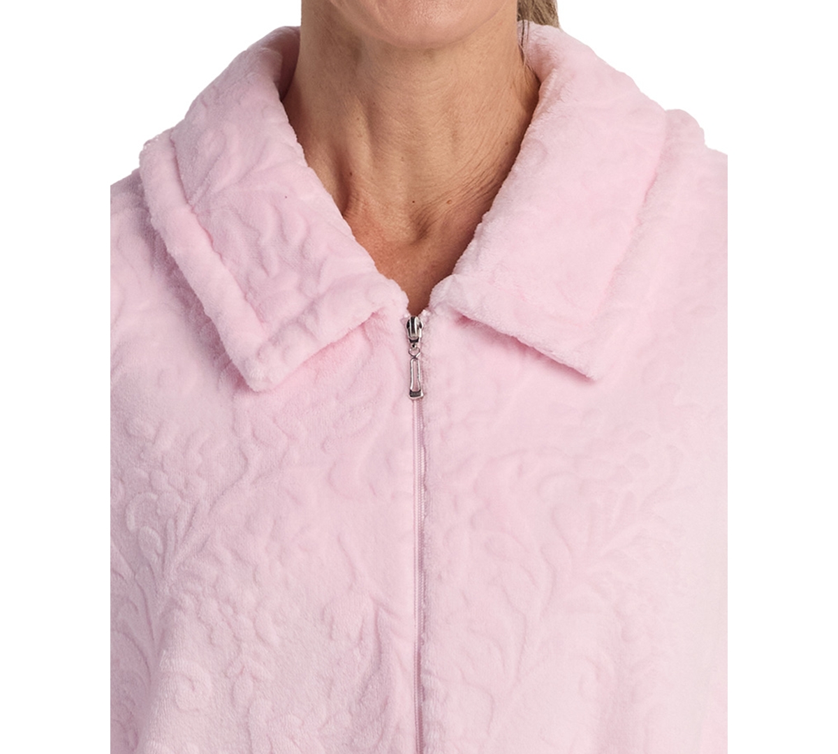 Miss Elaine Women's Collared Long Robe In Pink