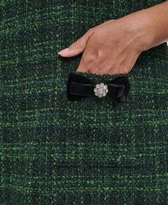 Plus Size Short Sleeve Lurex Boucle Shift Dress