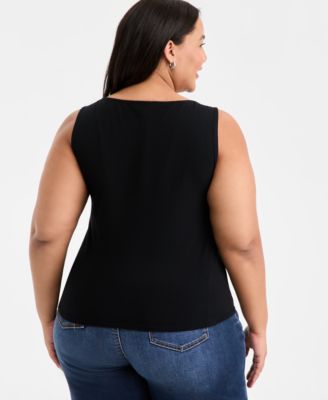 Trendy Plus Size Knit Boat-Neck Tank Top