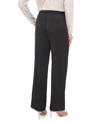 Women's Mid Rise Satin Elastic Waist Pants