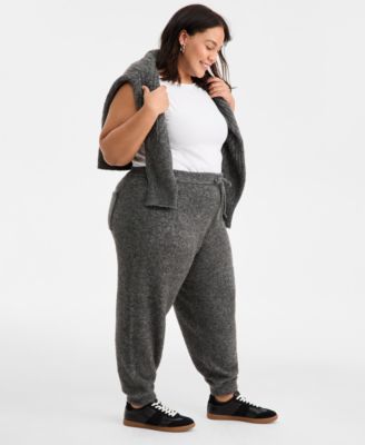 Trendy Plus Size Cozy Drawstring Jogger Sweatpants, Macy's Exclusive