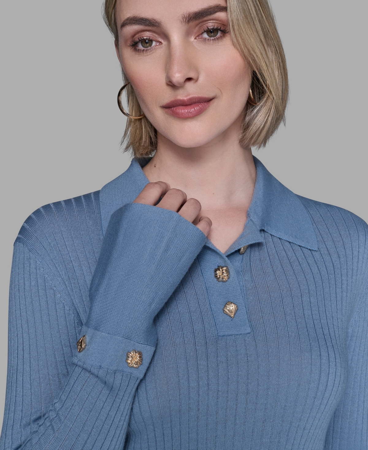 Karl Lagerfeld Women's Long Sleeves Sweater In Blue