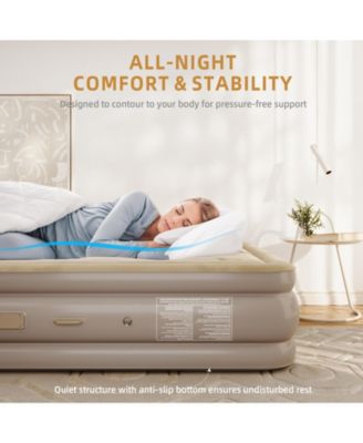 18-Inch Queen Air Mattress Elevated Inflatable Bed with Built-in Electric Pump