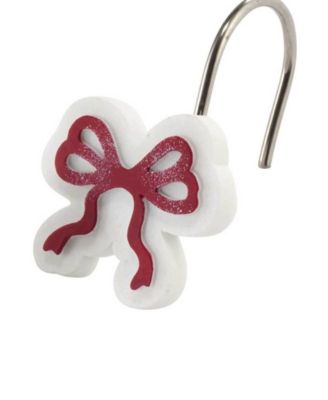 Christmas Bows Resin Shower Hooks, Set of 12