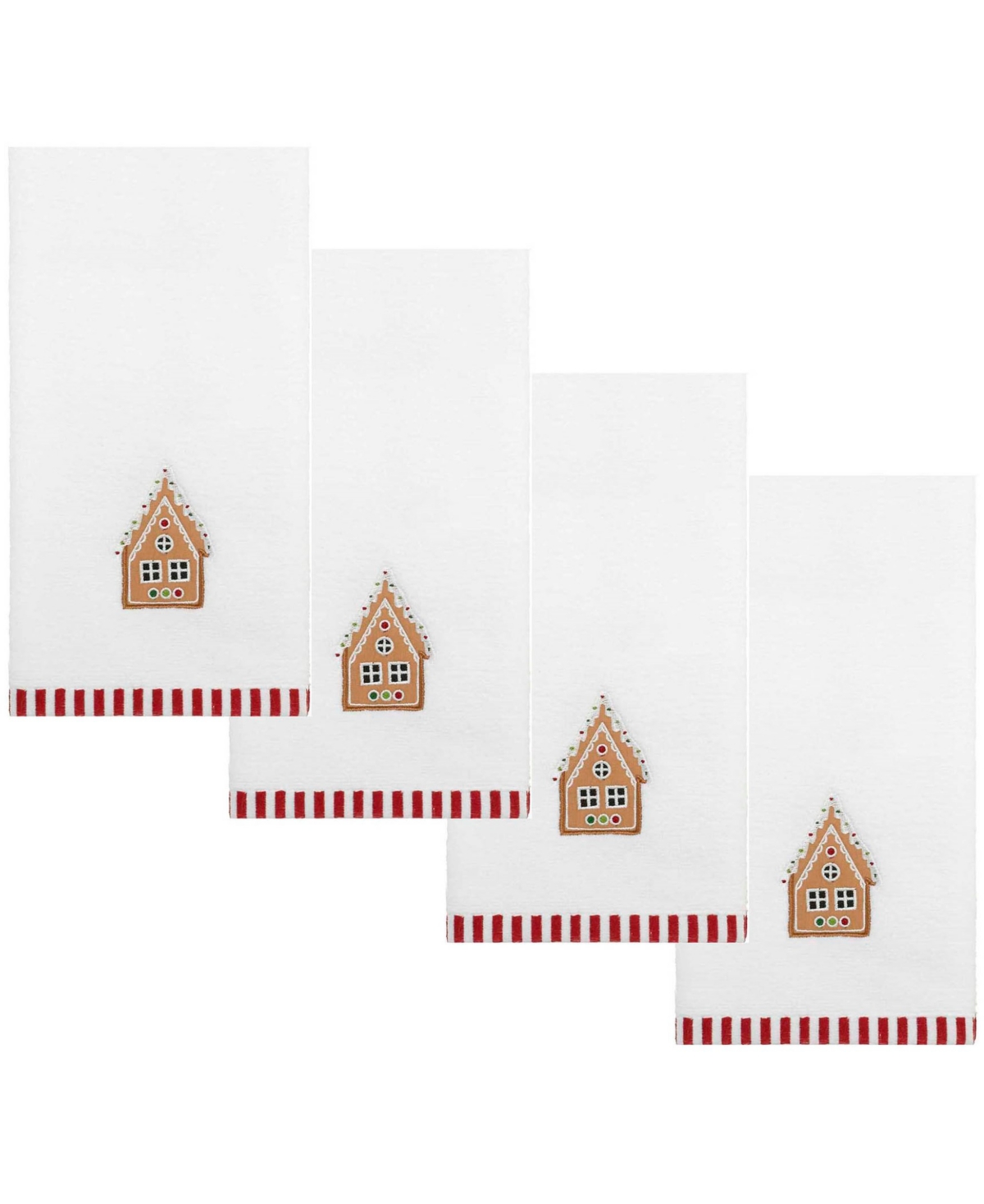 Avanti Gingerbread Man Cotton 4-pc. Fingertip Towel Set, 18" X 11" In White