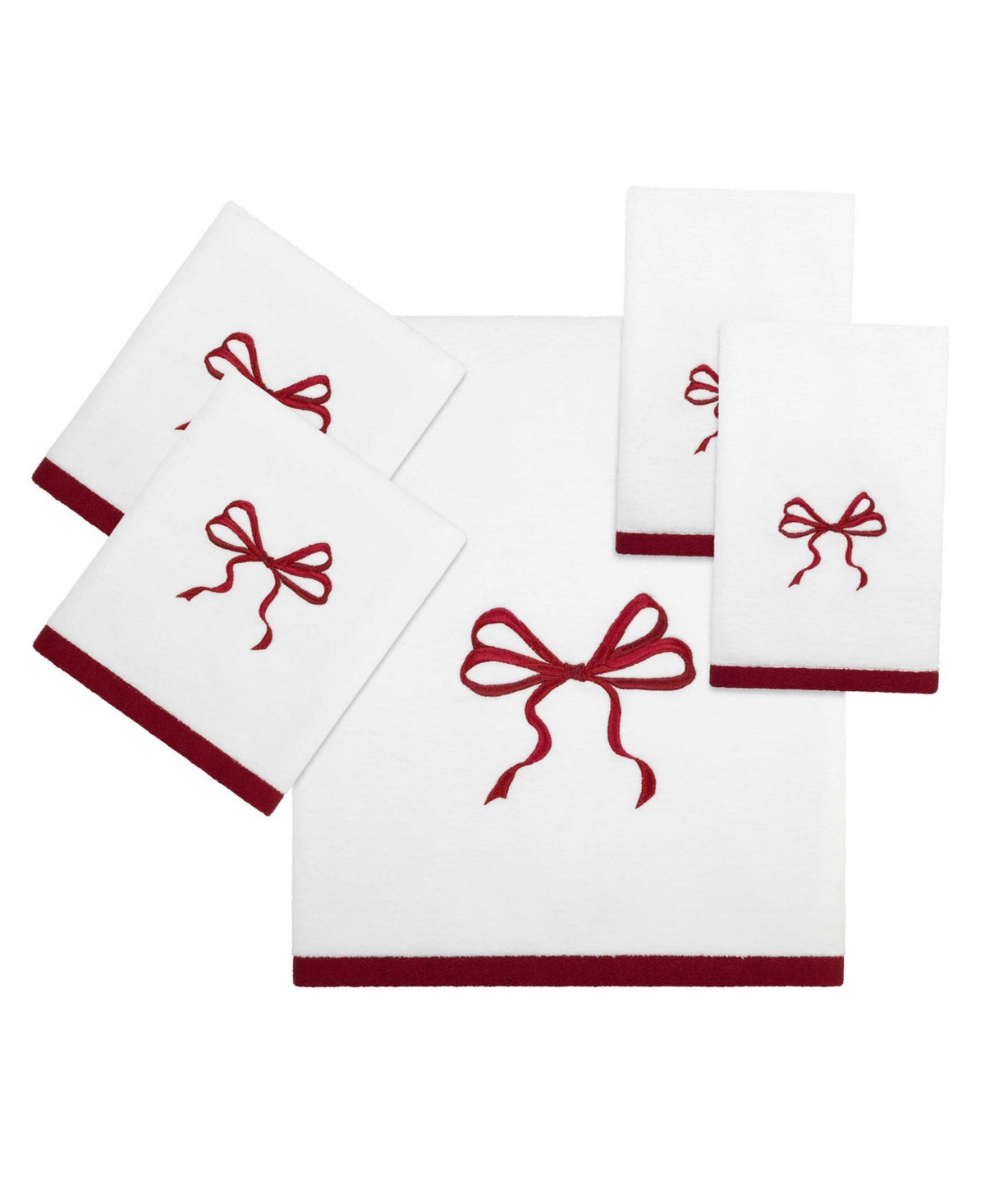 Avanti Christmas Bows Cotton Bath Towel Set, 52" X 27" In White