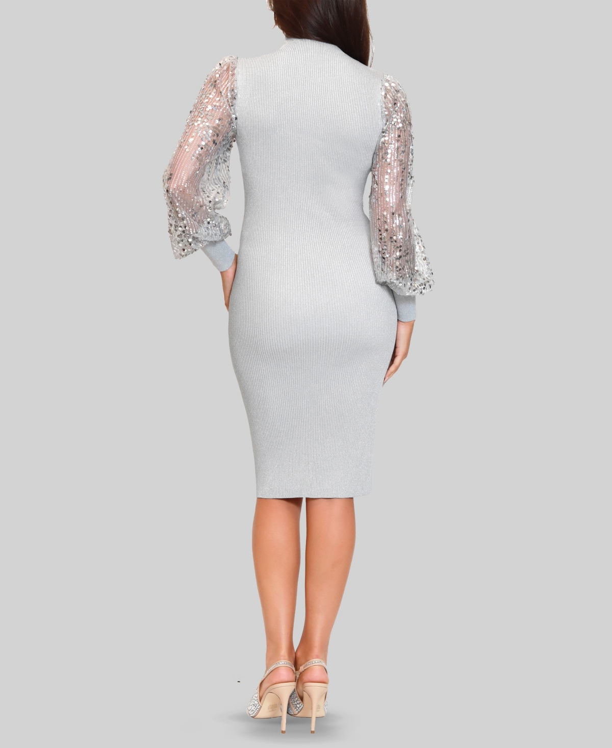 Dylan Ryan Women's Mock Neck Sweater Midi Dress In Gray