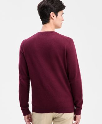 Men's Solid V-Neck Cotton Sweater, Created for Macy's