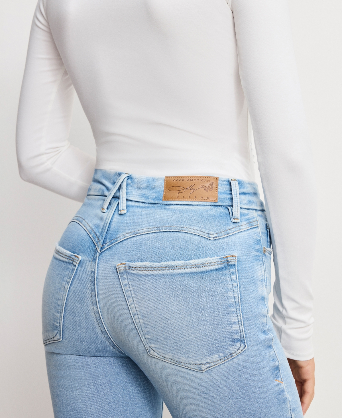 Good American Women's Dolly Joleans Mid Rise Super Stretch Jeans