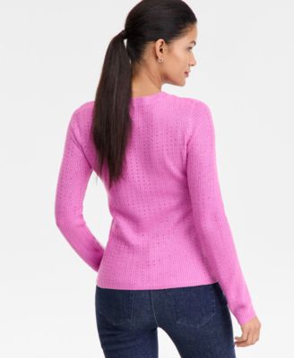 Women's Rhinestone Rib Sweater, Macy's Exclusive