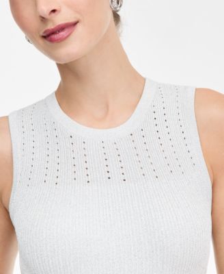 Women's Sleeveless Metallic Sweater Dress