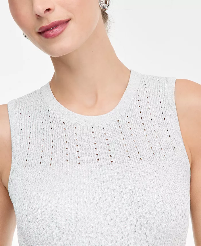 Women's Sleeveless Metallic Sweater Dress - thumbnail 7