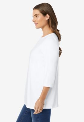Plus Size Perfect Three-Quarter Sleeve Boatneck Tee