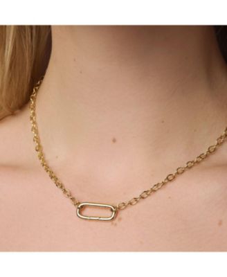 14K Gold Plated Oval Link Connector Necklace