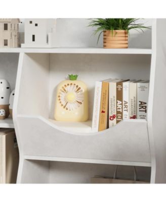 17" White Wood Multi-Tier Bookshelf Toy & Book Storage Kids Room Organizer Shelf for Boys & Girls