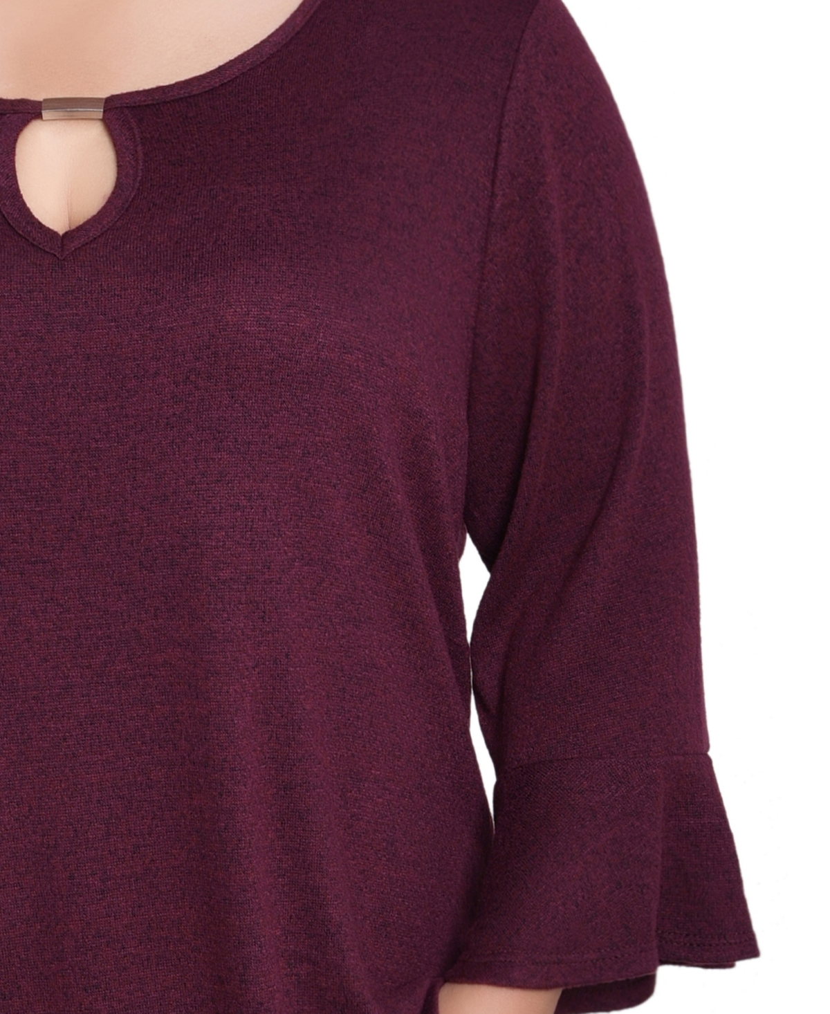 Ny Collection Plus Size 3/4 Bell Sleeve Top In Purple