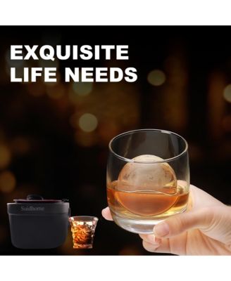 4 Silicone Sphere Ice Mold Tray Ice Ball Maker with Insulated Bucket