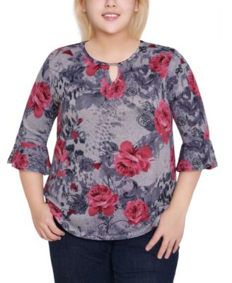 Plus Size 3/4 Bell Sleeve Top