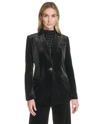 Calvin Klein - Women's One-Button Velvet Jacket