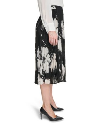 Women's Pleated Printed Midi Skirt