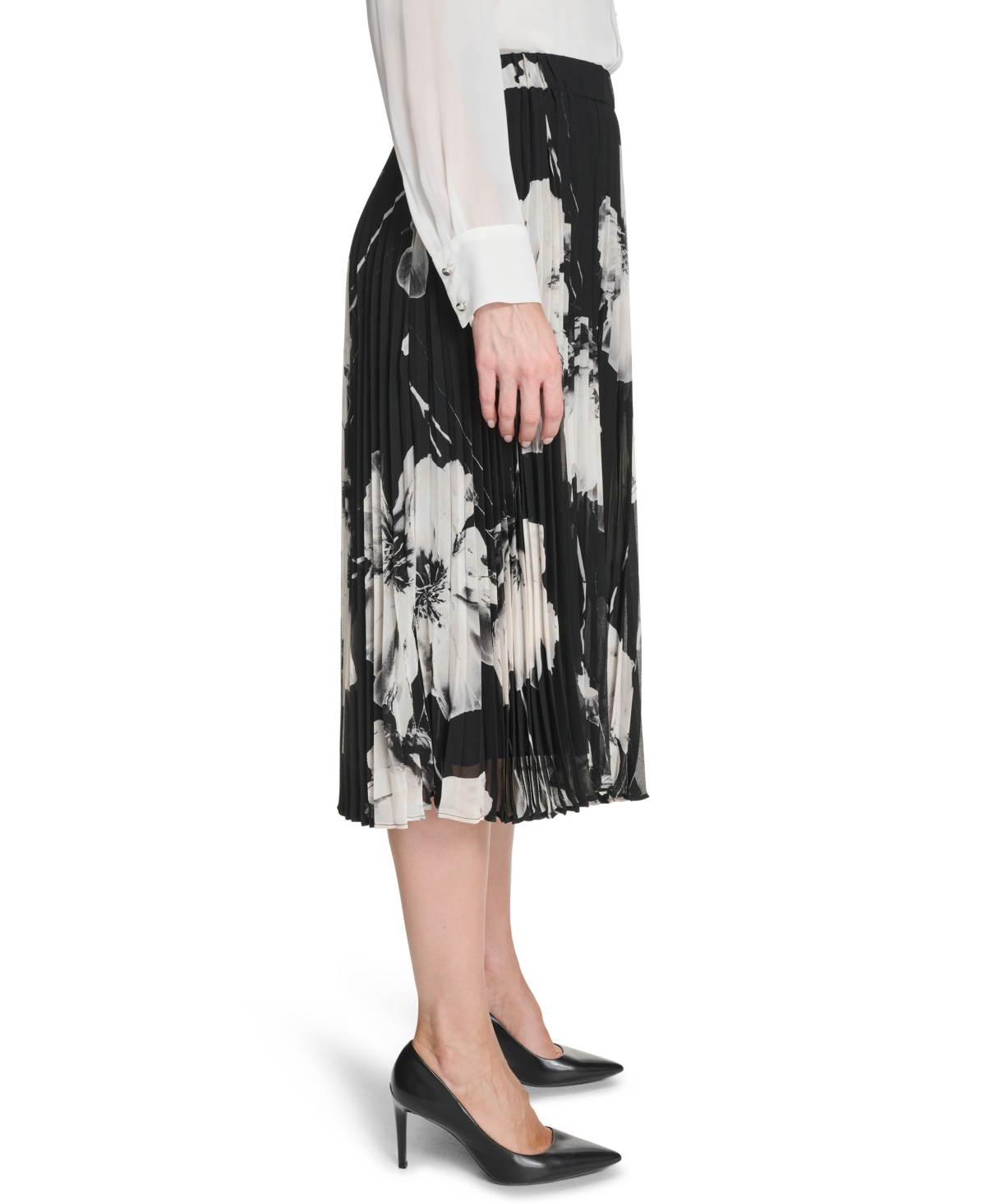 Calvin Klein Women's Pleated Printed Midi Skirt In Multi
