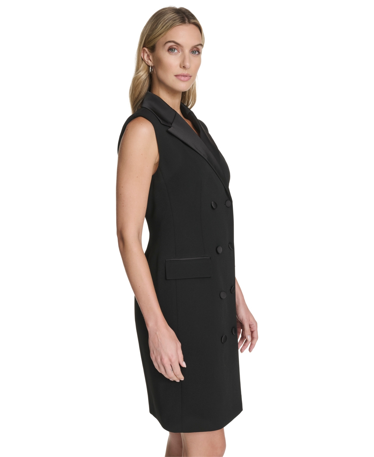 Calvin Klein Women's Sleeveless Blazer Short Sheath Jacket In Black