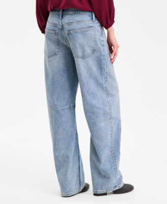 Women's Lucky Legend Rhinestone Stud Barrel-Leg Jeans