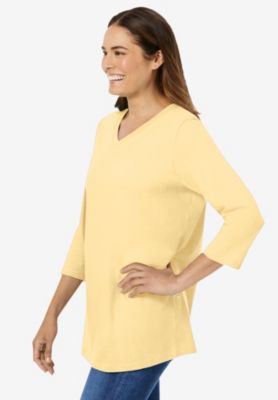 Plus Size Perfect Three-Quarter Sleeve V-Neck Tee