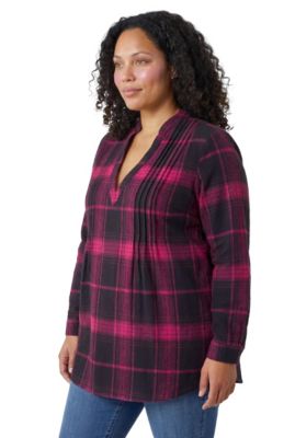 Plus Size Flannel Tunic With Layered Look