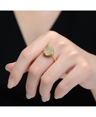 Women's 14K Gold Plated CZ Paved Square Shaped Cocktail Ring