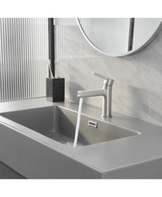 Single Handle Single Hole Modern Bathroom Faucet Bathroom Drip-Free Vanity Sink Faucet in Brushed Nickel