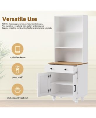 Farmhouse Storage Cabinet with Adjustable Shelves and Drawer for Kitchen or Living Room