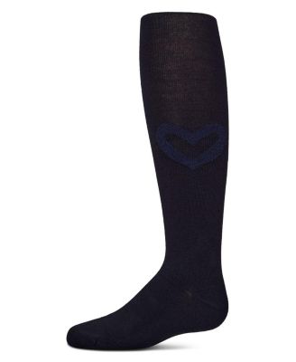 Big Girls Ribbed Cotton Rich Terry Heart Trimmed Sweater Tights