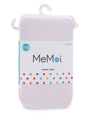 Girls 2 Pair Pack Butterfly Opaque Tights