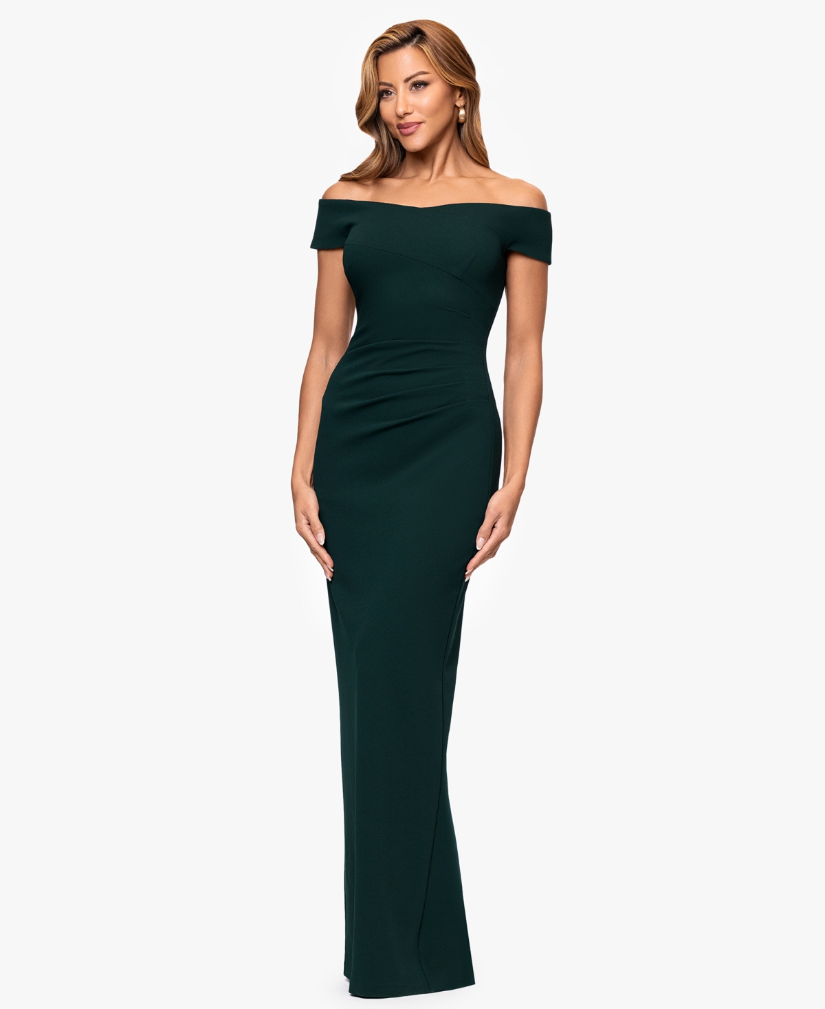 Xscape Women's Off The Shoulder Back Slit Dress In Green