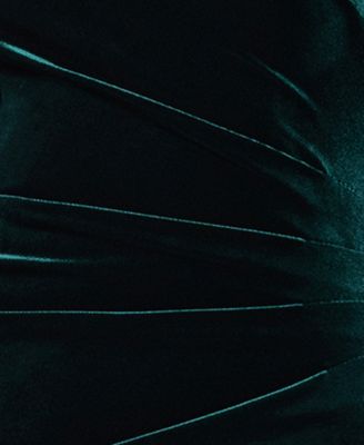 Women's Velvet One Shoulder Long Ruffle Dress