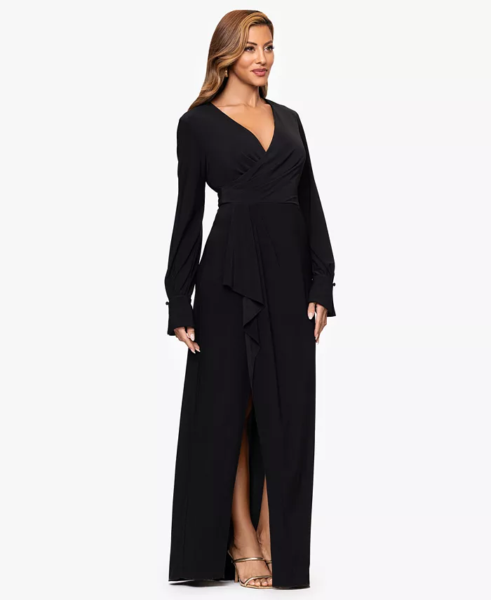 Women's V-Neck Long Sleeve Dress - thumbnail 2