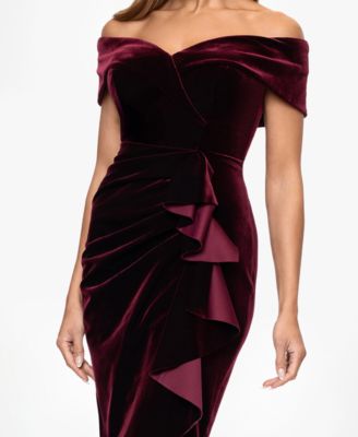 Women's Velvet Off Shoulder Neck Dress