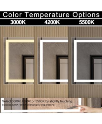 24 x 40 inch LED Lighted Bathroom Mirror, Wall Mounted Dimmable Makeup Vanity Mirror, Tempered Glass Anti-Fog Mirror, 3-Color Adjustable Warm/Natural/White Light, Horizonal & Vertical, ETL Listed