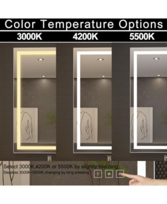 24 x 36 inch LED Lighted Bathroom Mirror, Wall Mounted Dimmable Makeup Vanity Mirror, Tempered Glass Anti-Fog Mirror, 3-Color Adjustable Warm/Natural/White Light, Horizonal & Vertical, ETL Listed