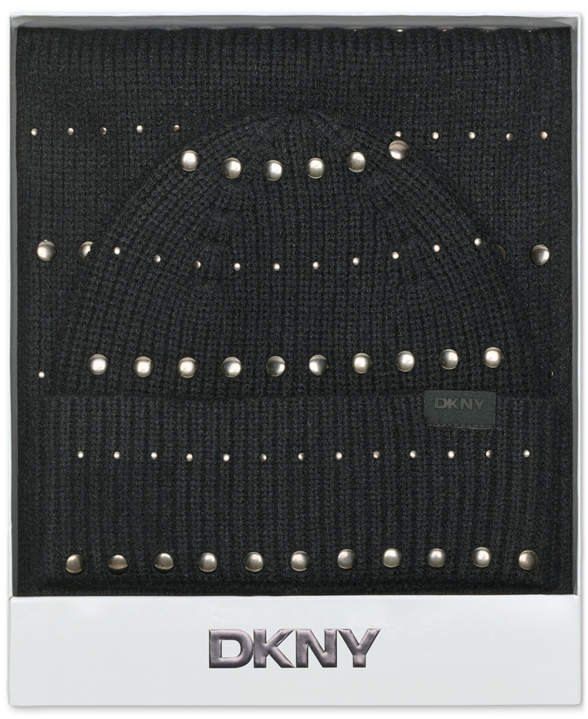 Dkny Women's 2-piece Studded Beanie And Scarf Set In Black