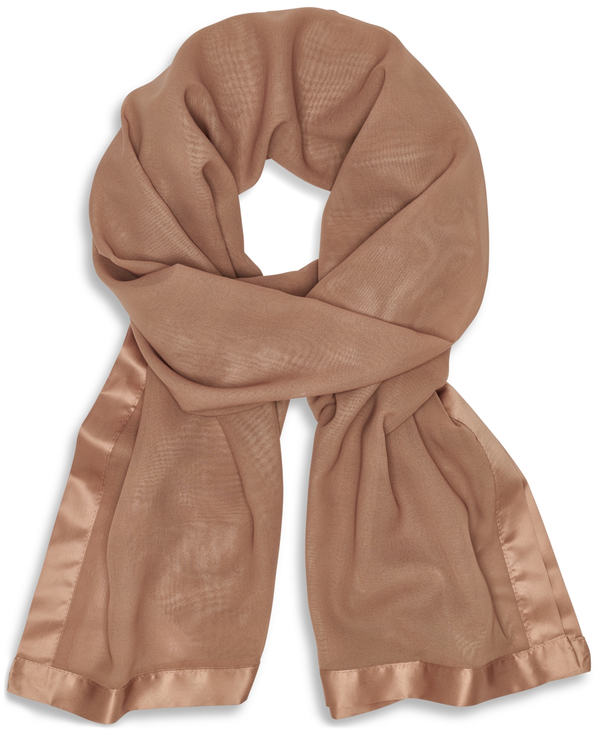 Calvin Klein Elegant Satin-trim Chiffon Evening Wrap In Brown