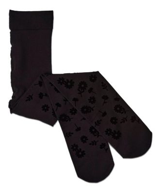 Girls Opaque "Flower Garden" Flocked Tights