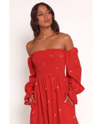 Women's Domenica Shirred Long Sleeve Midi Dress