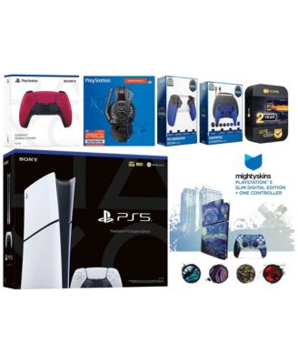 PlayStation 5 Slim Digital with Extra Controller, Plantronics Headset, Gamer Kit, Trigger Kit and MightySkins Decal Voucher