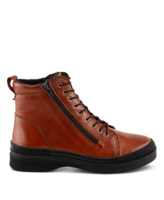 Hoylein Leather Combat-Style Boot with Double Zippers and Removable Insole