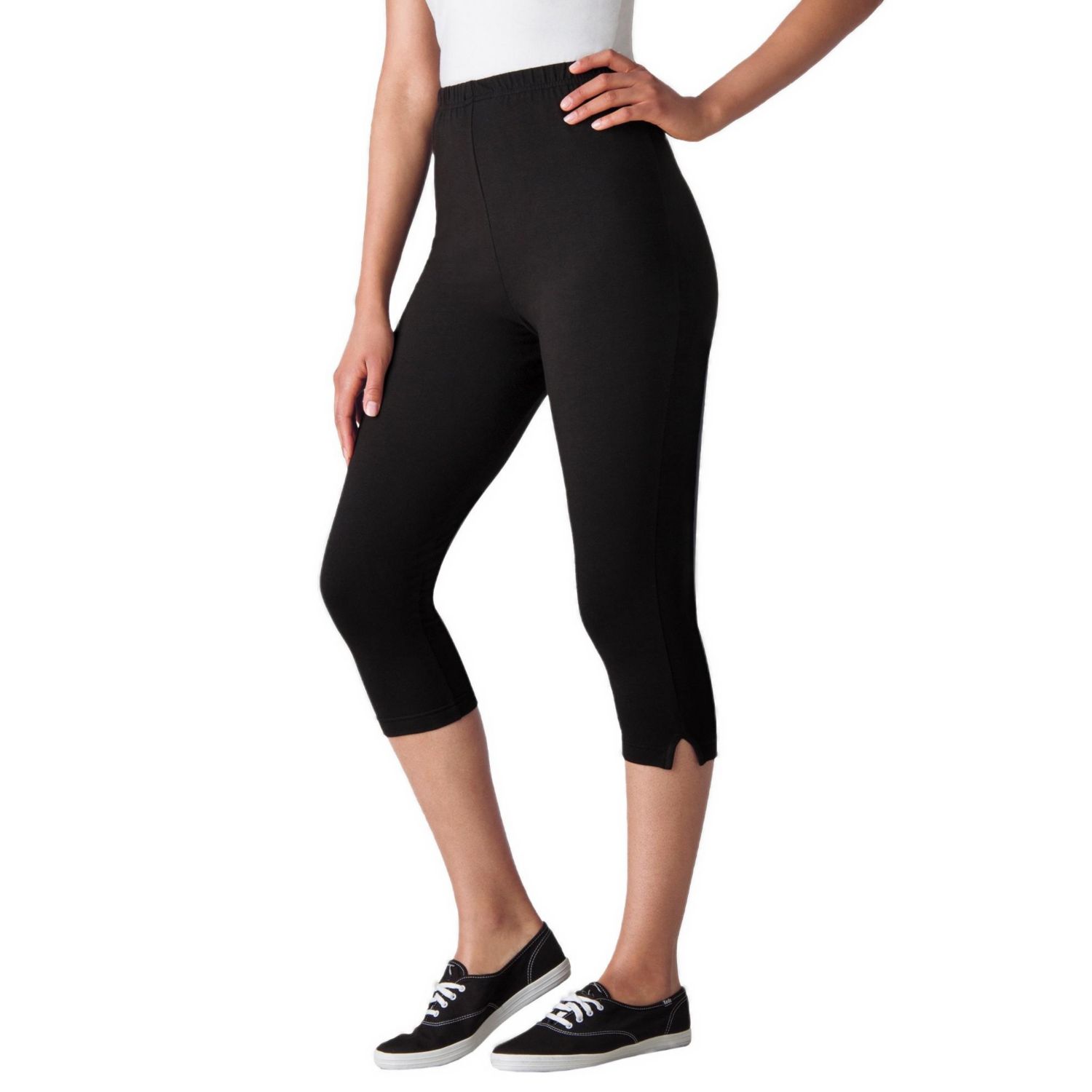 Women's Within Capri Pull-On Stretch Knit Cotton Spandex Leggings