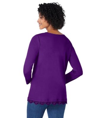 Plus Size Layered-Look Lace Trim Tee