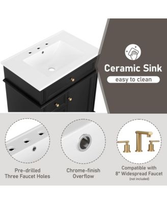 Bathroom Vanity with Sink Soft Closing Door Tip-Out Drawer and Three Drawers