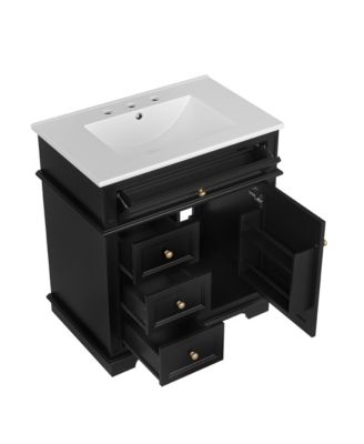 Bathroom Vanity with Sink Soft Closing Door Tip-Out Drawer and Three Drawers
